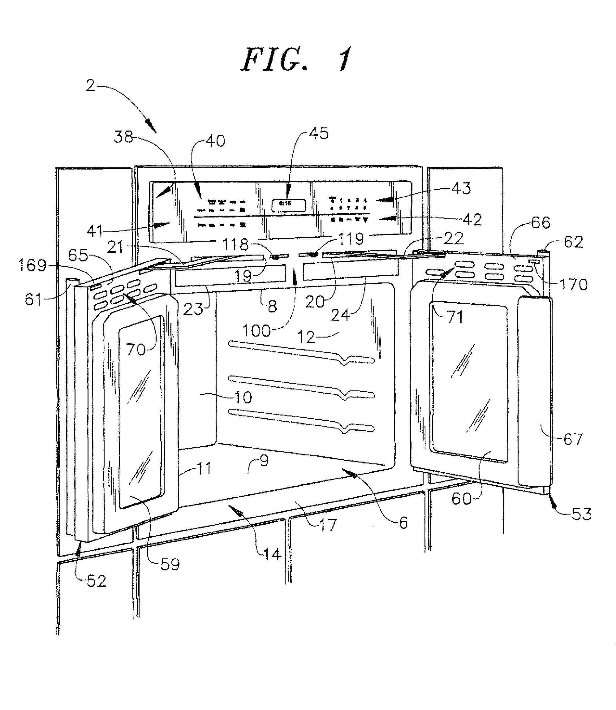 Door locking mechanism for an oven having french-style doors