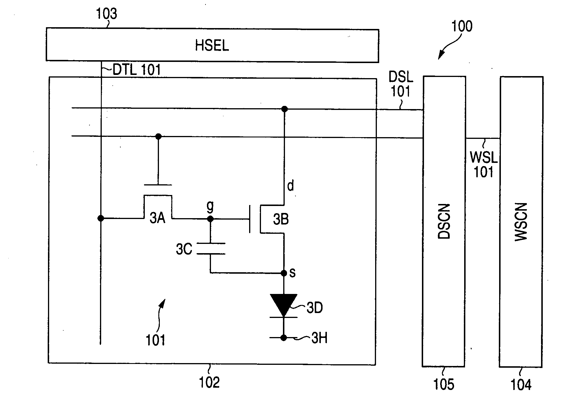 Display device, method of driving same, and electonic device