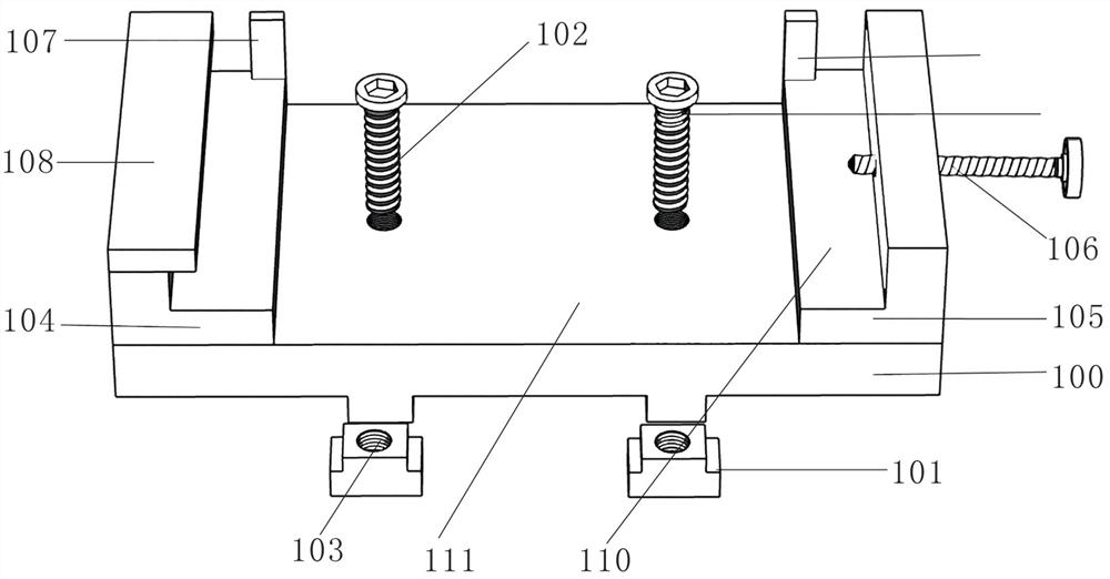 Fixing device for centering and distance adjusting of steel fiber tensioning and clamping clamp and testing method