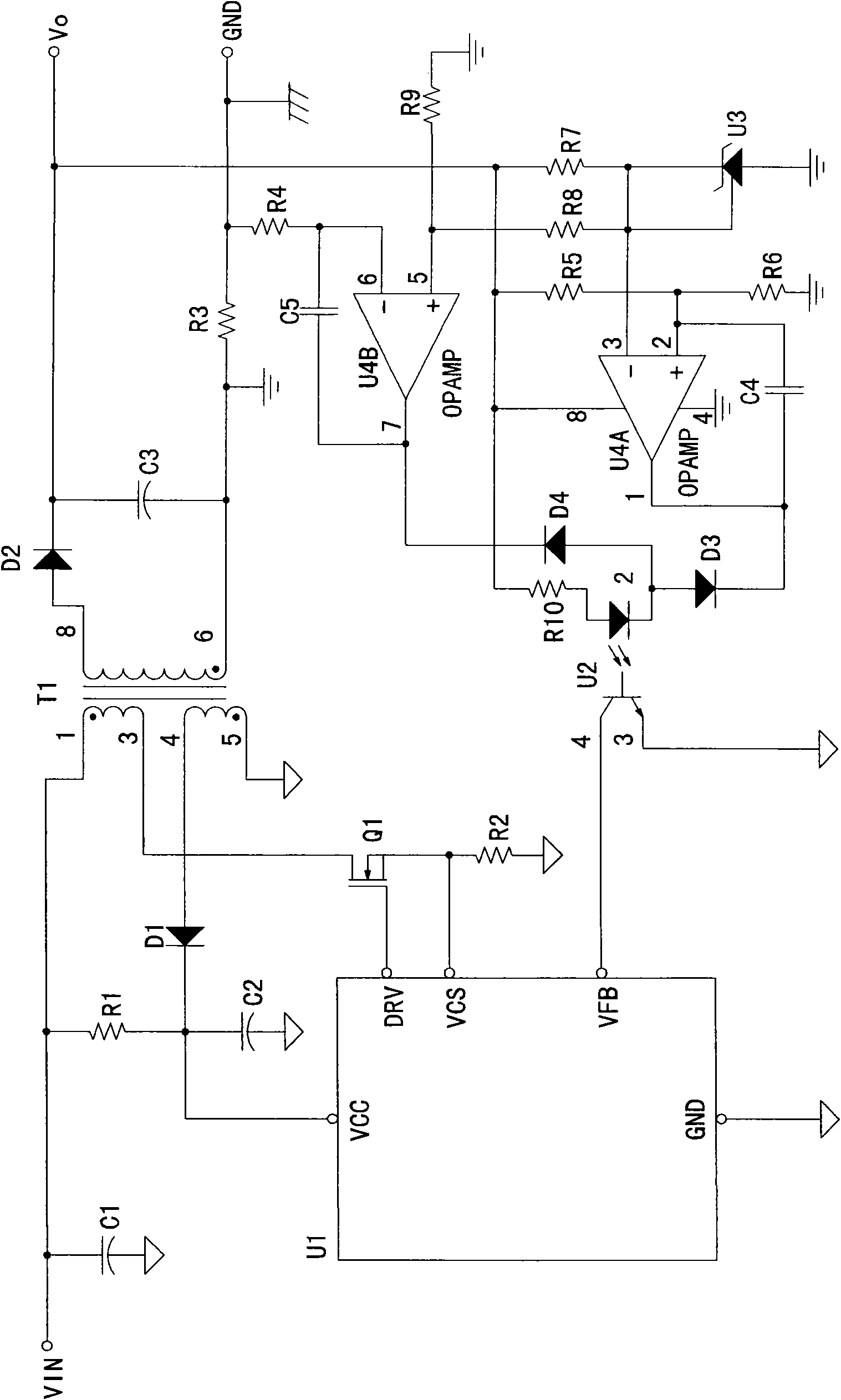 Switch type power supplying device with output current limit and controller