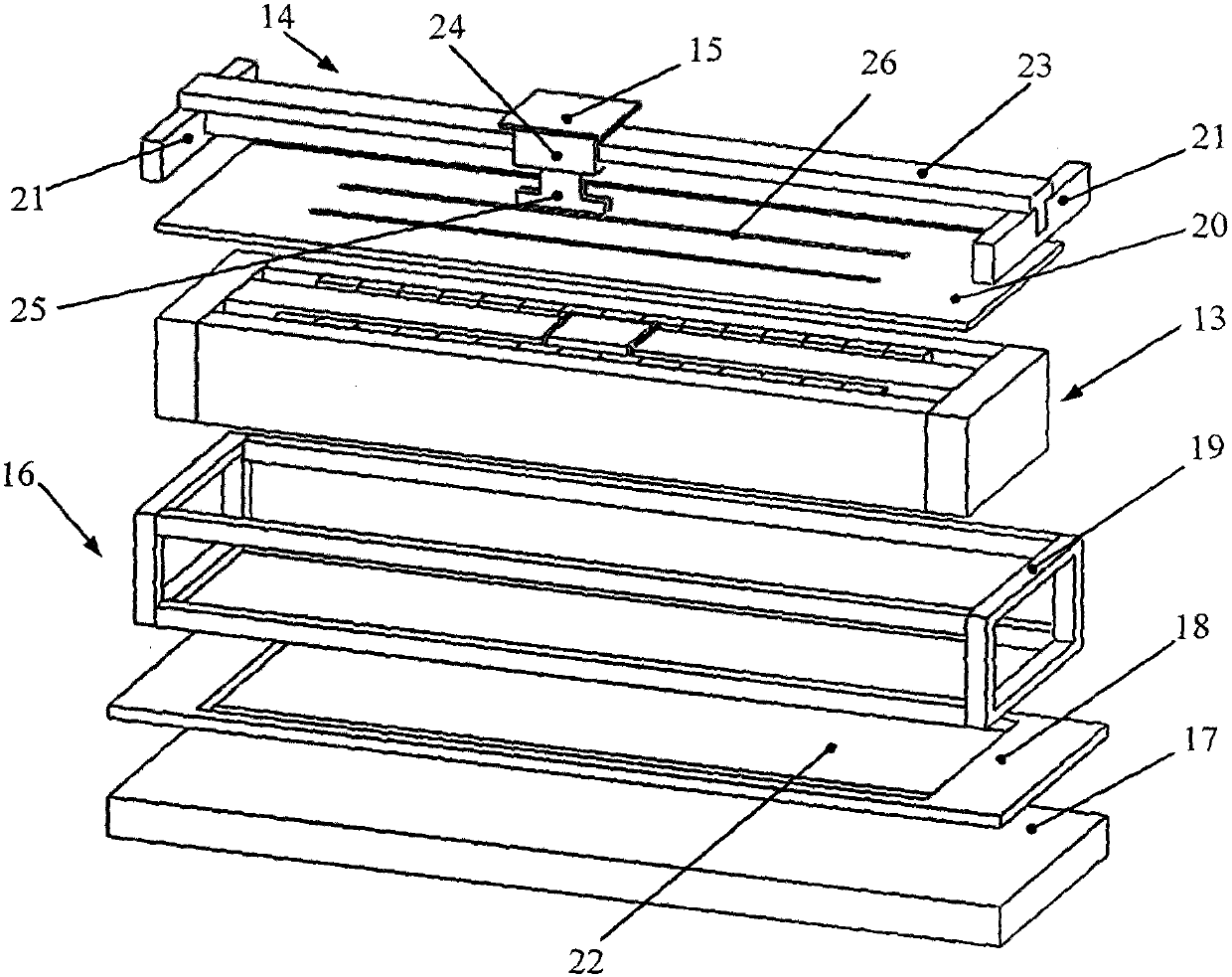 Eddy current compensation double row permanent magnet centripetal excitation rectangular open magnetic field type low frequency vibration calibration table