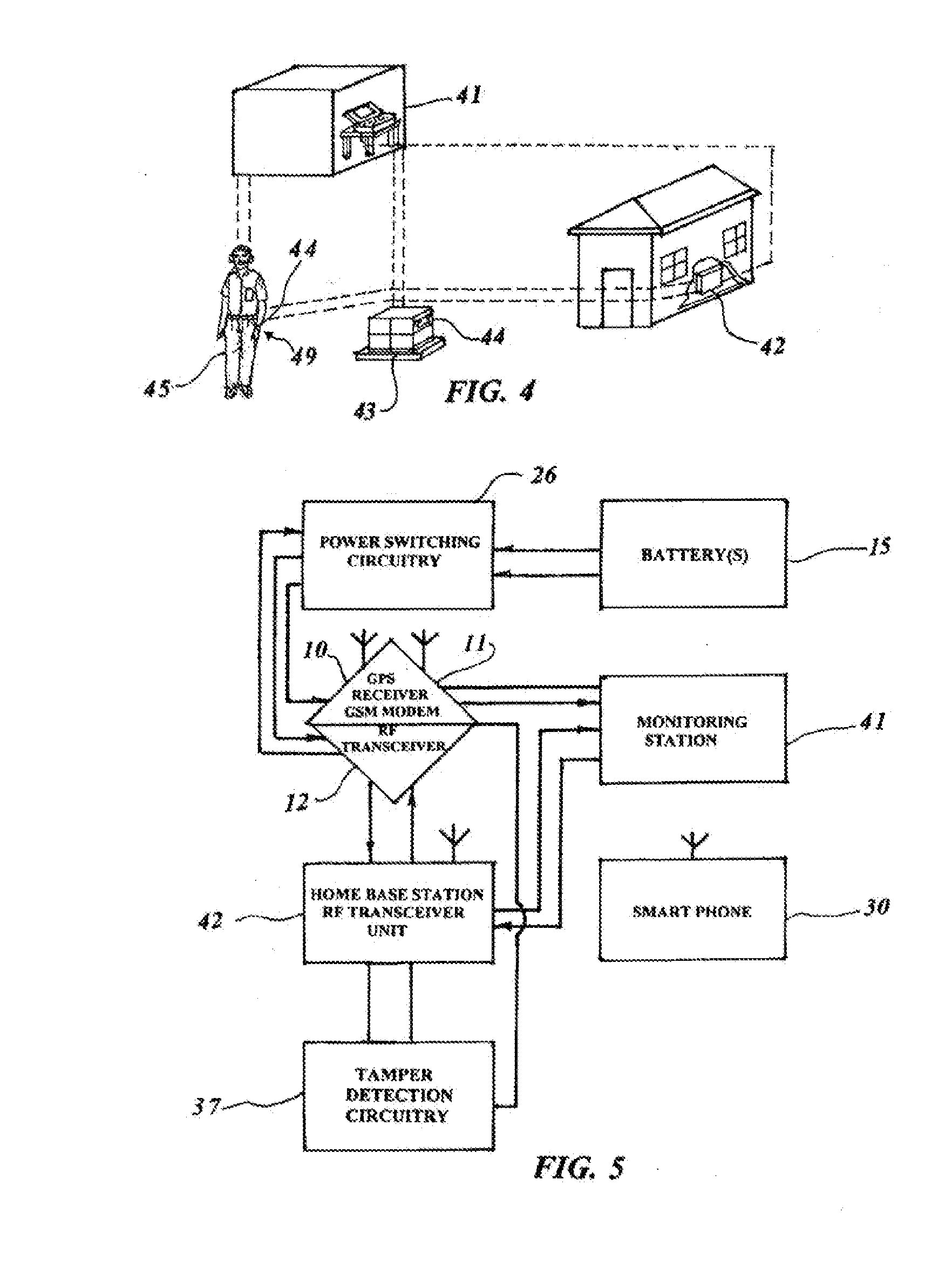 Automatic GPS tracking system with passive or active battery circuitry