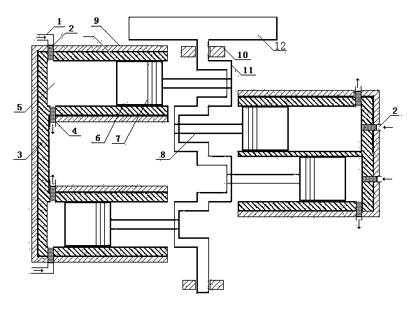 Horizontally opposed type negative pressure power device and working method thereof