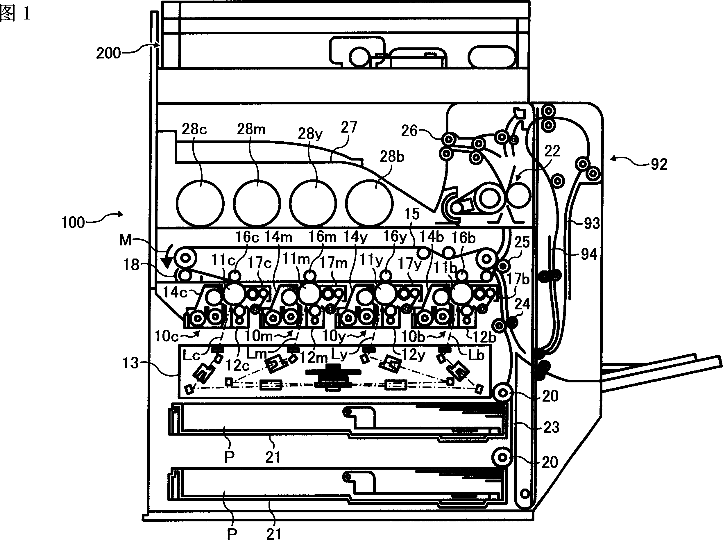 Powder conveying device, processing card box and image formation device