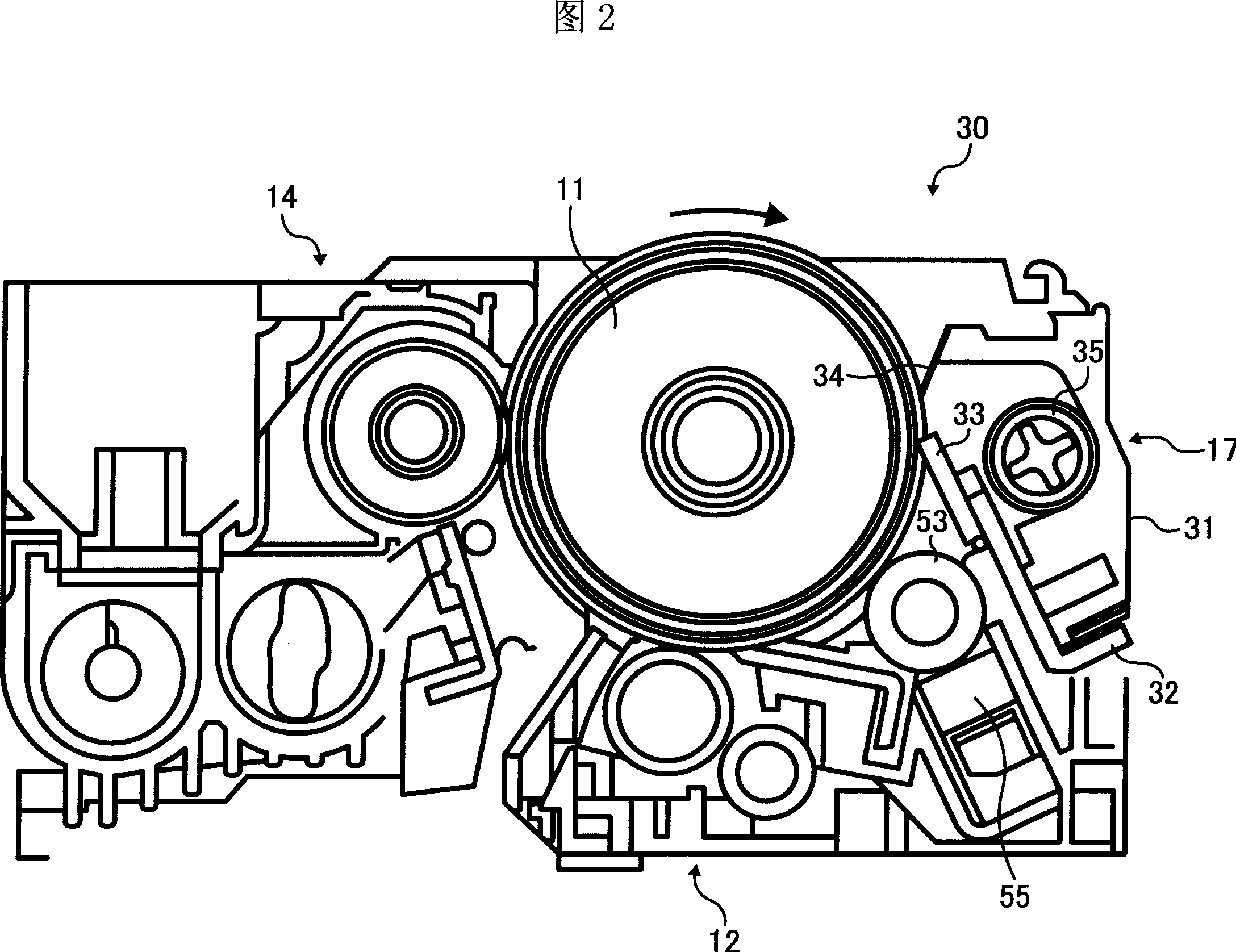 Powder conveying device, processing card box and image formation device