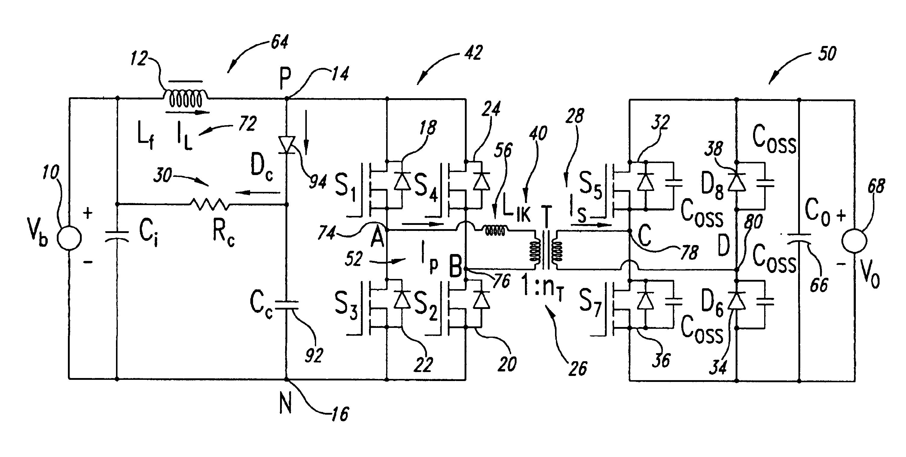 Device and method of commutation control for an isolated boost converter