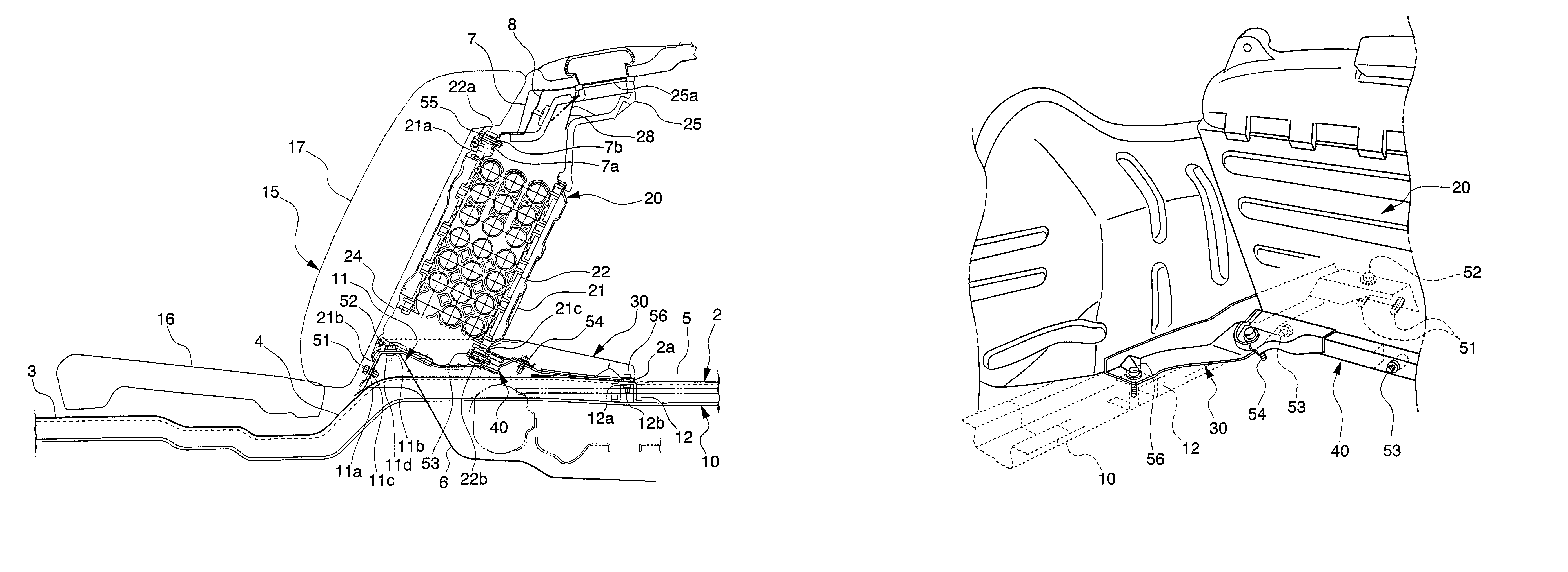 Structure for mounting box for containing high-voltage electrical equipment on vehicle