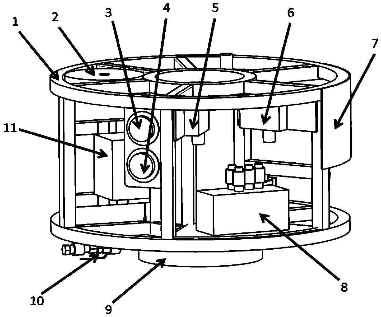 High-pressure gas-liquid linkage device for rapidly closing spiral rotating oil cylinder