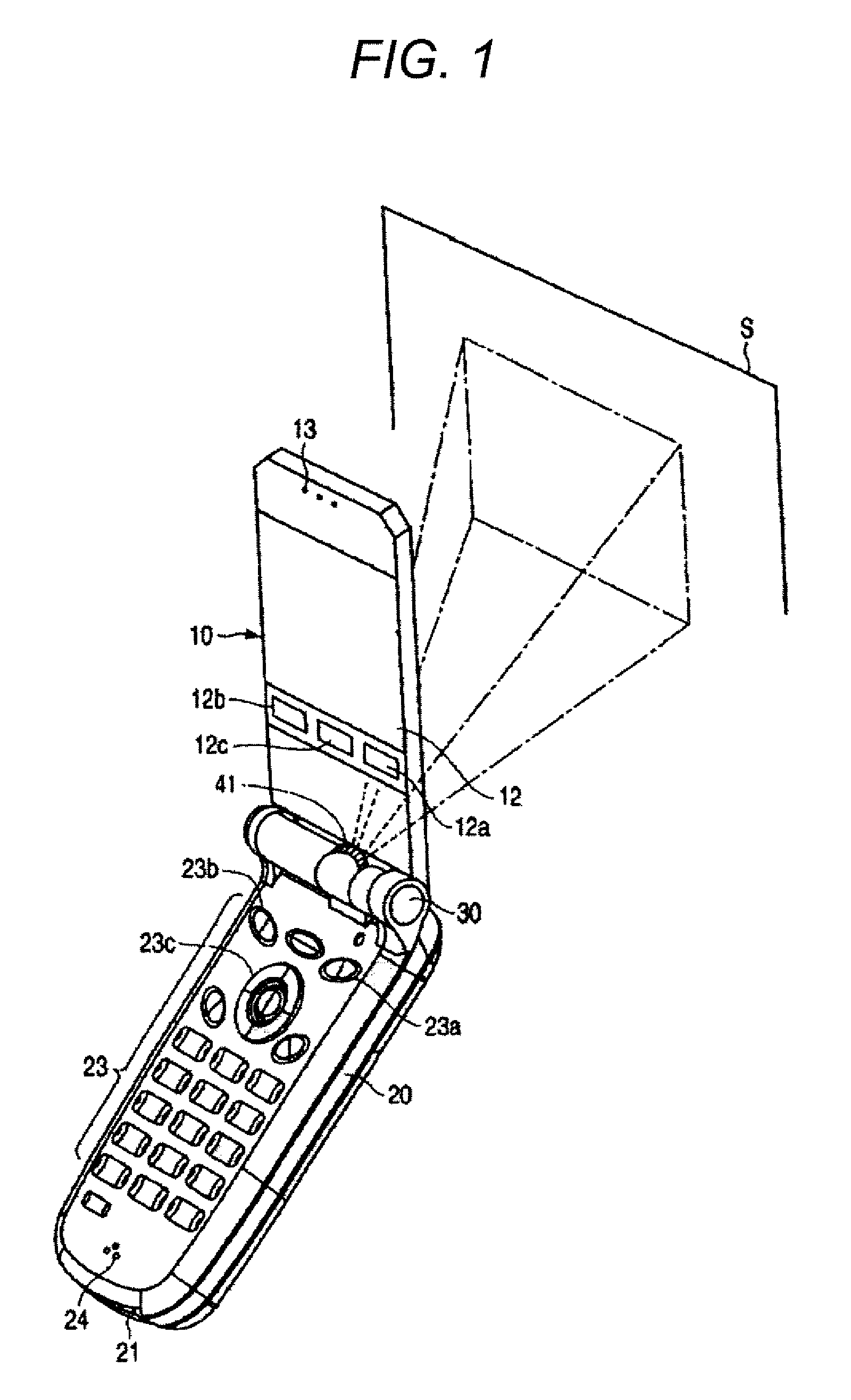 Image-projectable mobile information device and notification method thereof