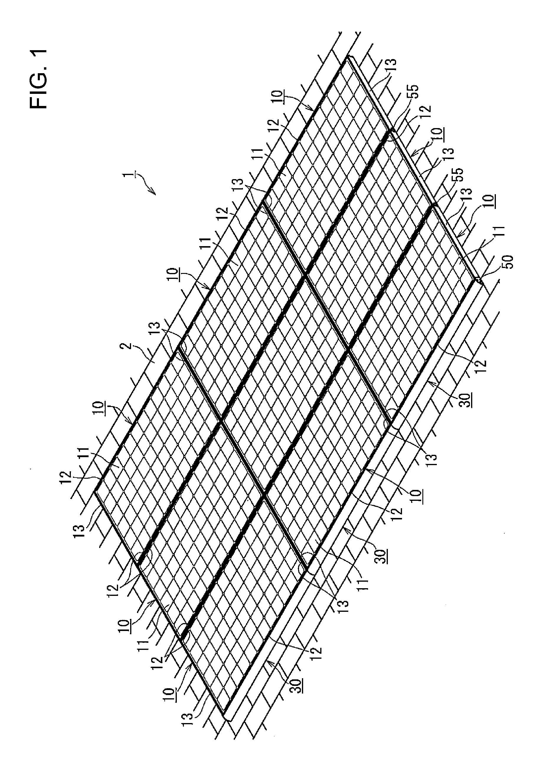 Structure for securing solar cell modules and frame and securing member for solar cell modules