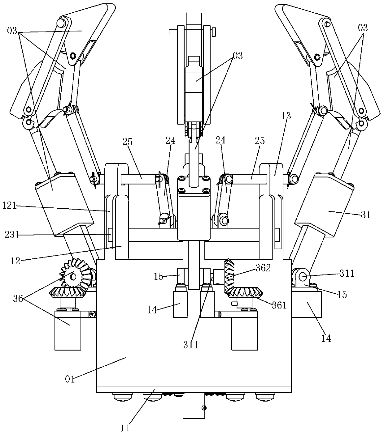 Underactuated finger combination mechanism for changing enveloping space by radially adjusting swing rod fulcrums