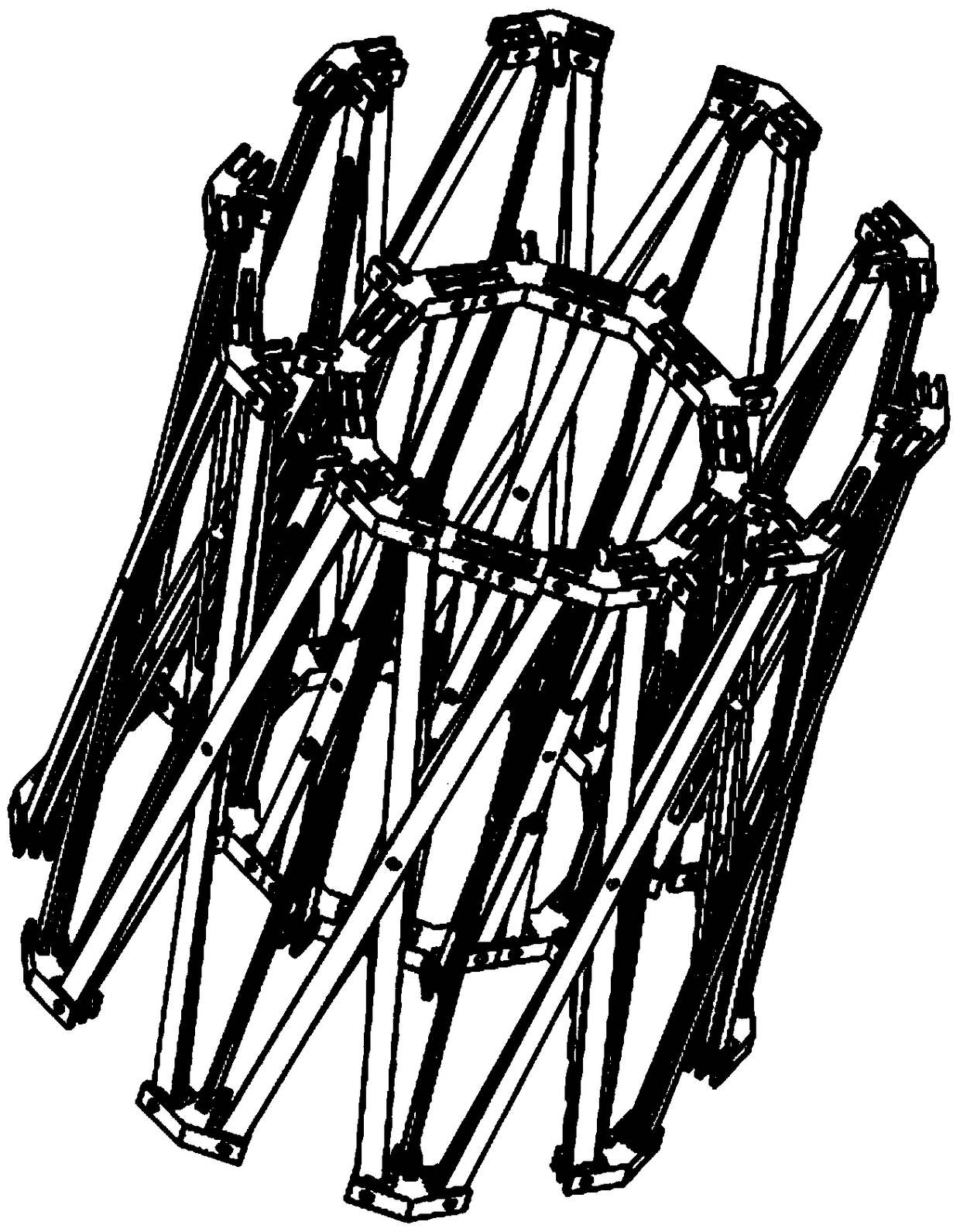 Scissor linkage double-layer ring truss expandable antenna mechanism