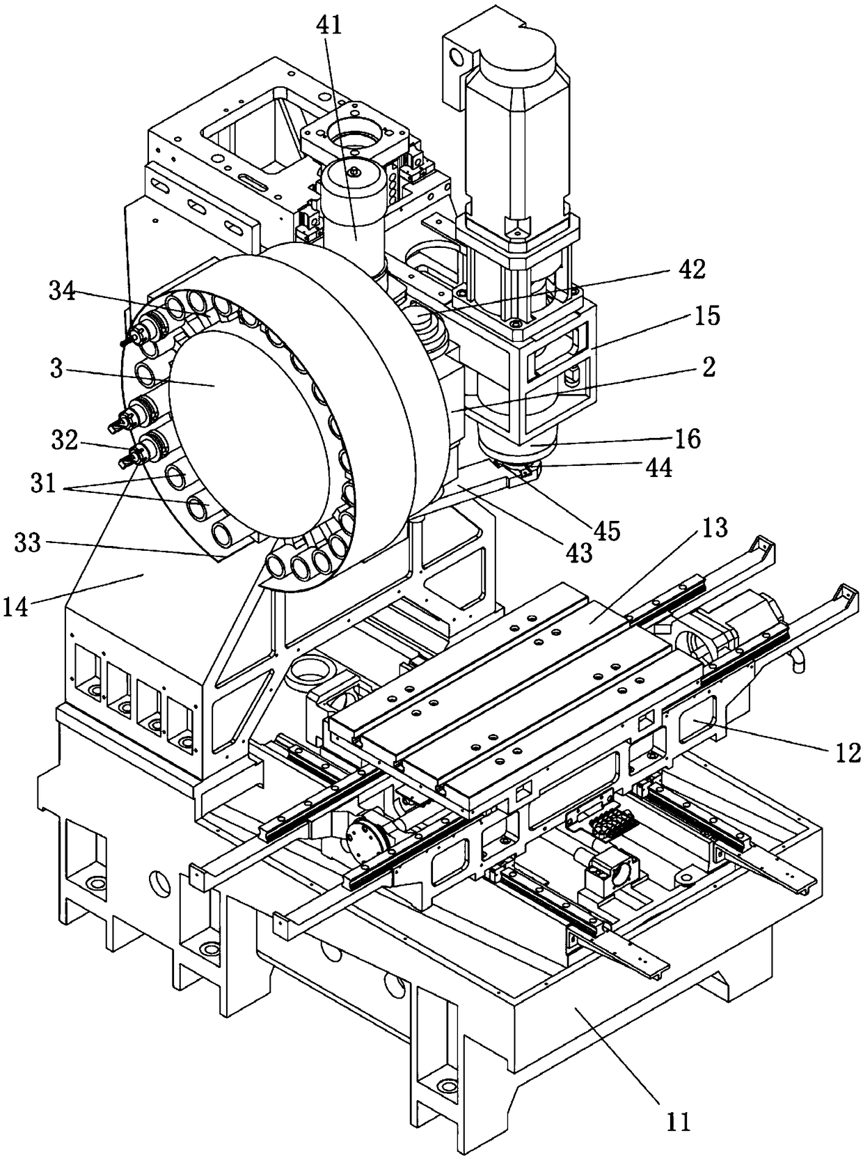 Automatic tool changing vertical machine tool and continuous machining method thereof
