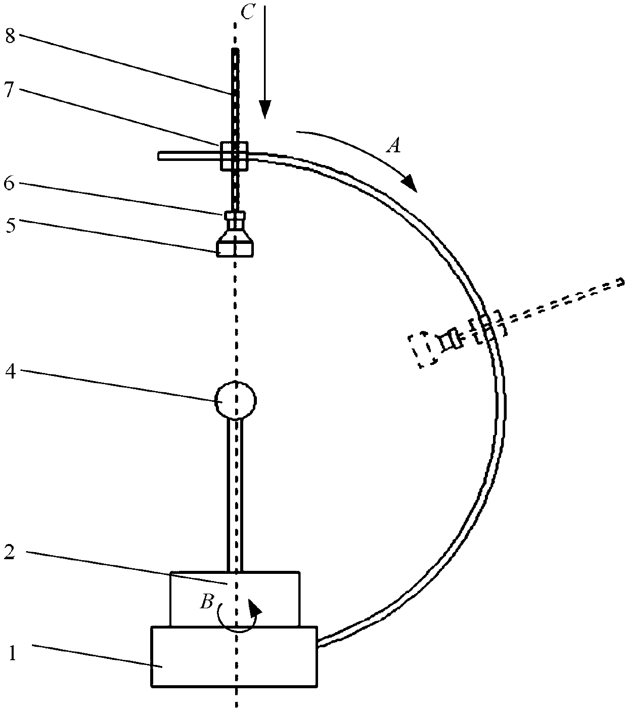 Two-degree-of-freedom guide rail for ellipsoidal glass bulb detection