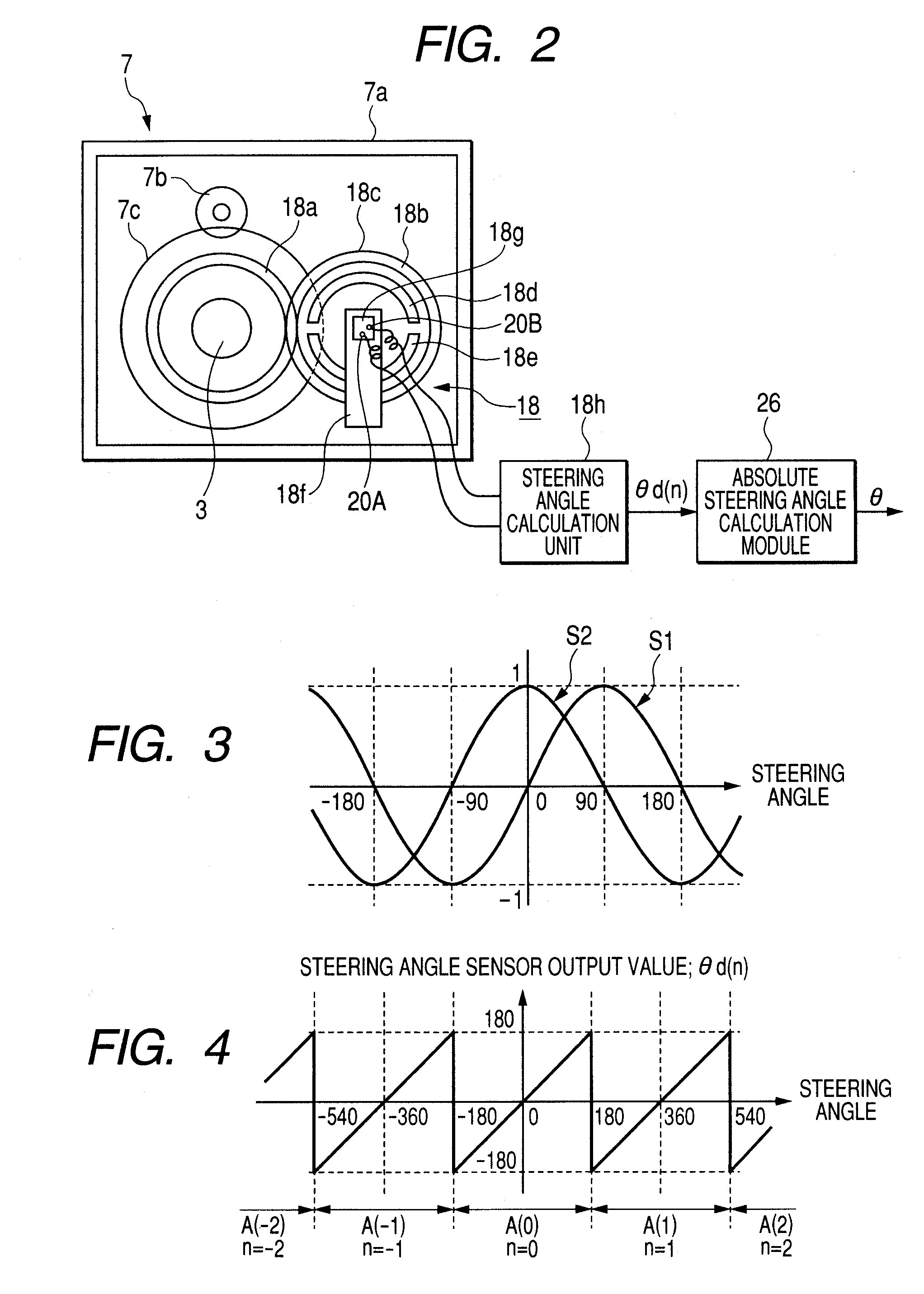 Absolute steering angle detecting device