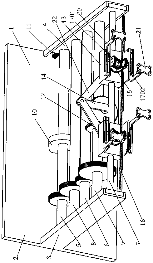Waist and back rehabilitation device with bevel gears and swing guide rod mechanism
