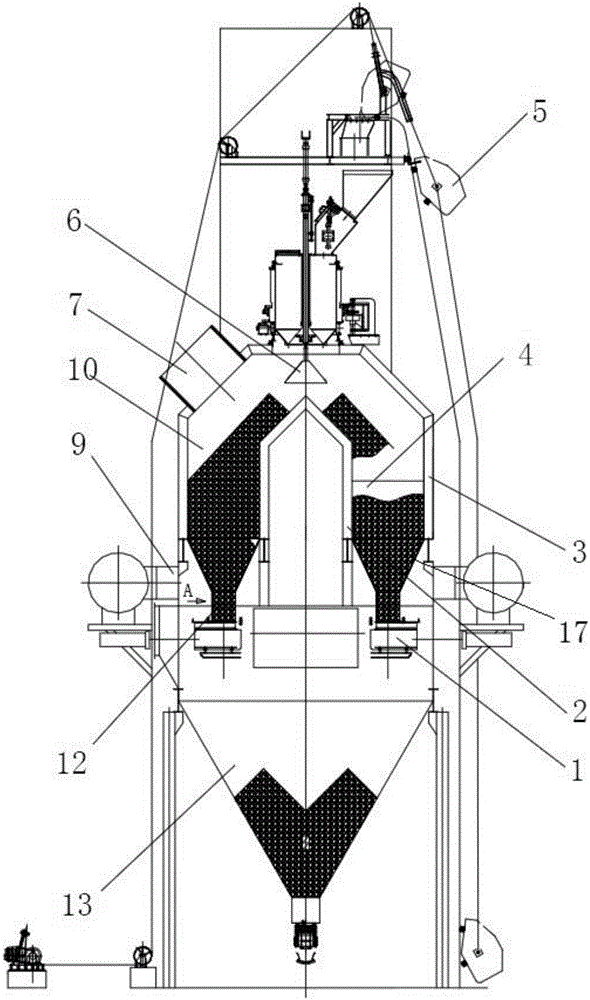 Chambered cooling device for sintered ore and pellet ore
