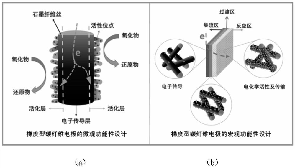 Preparation method of carbon fiber electrode with double-gradient ...