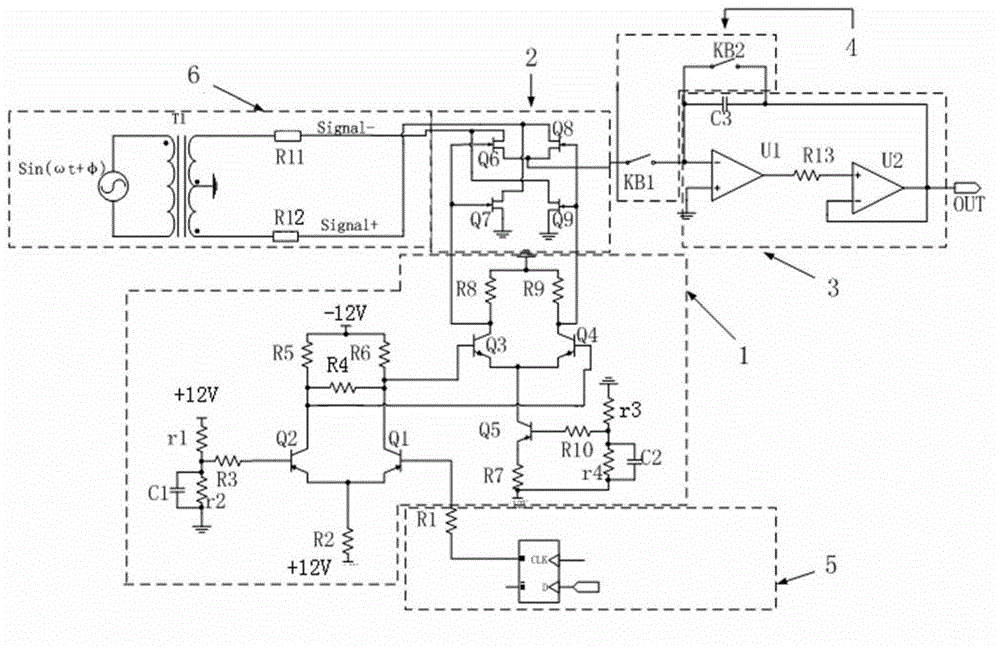 Emitter coupling sine integral phase discriminator and detection method thereof