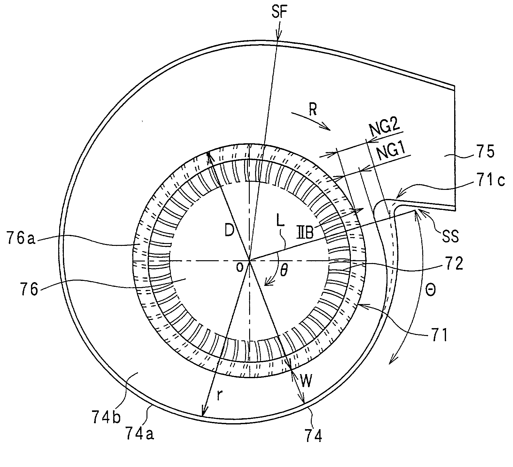 Centrifugal blower having noise-reduction structure