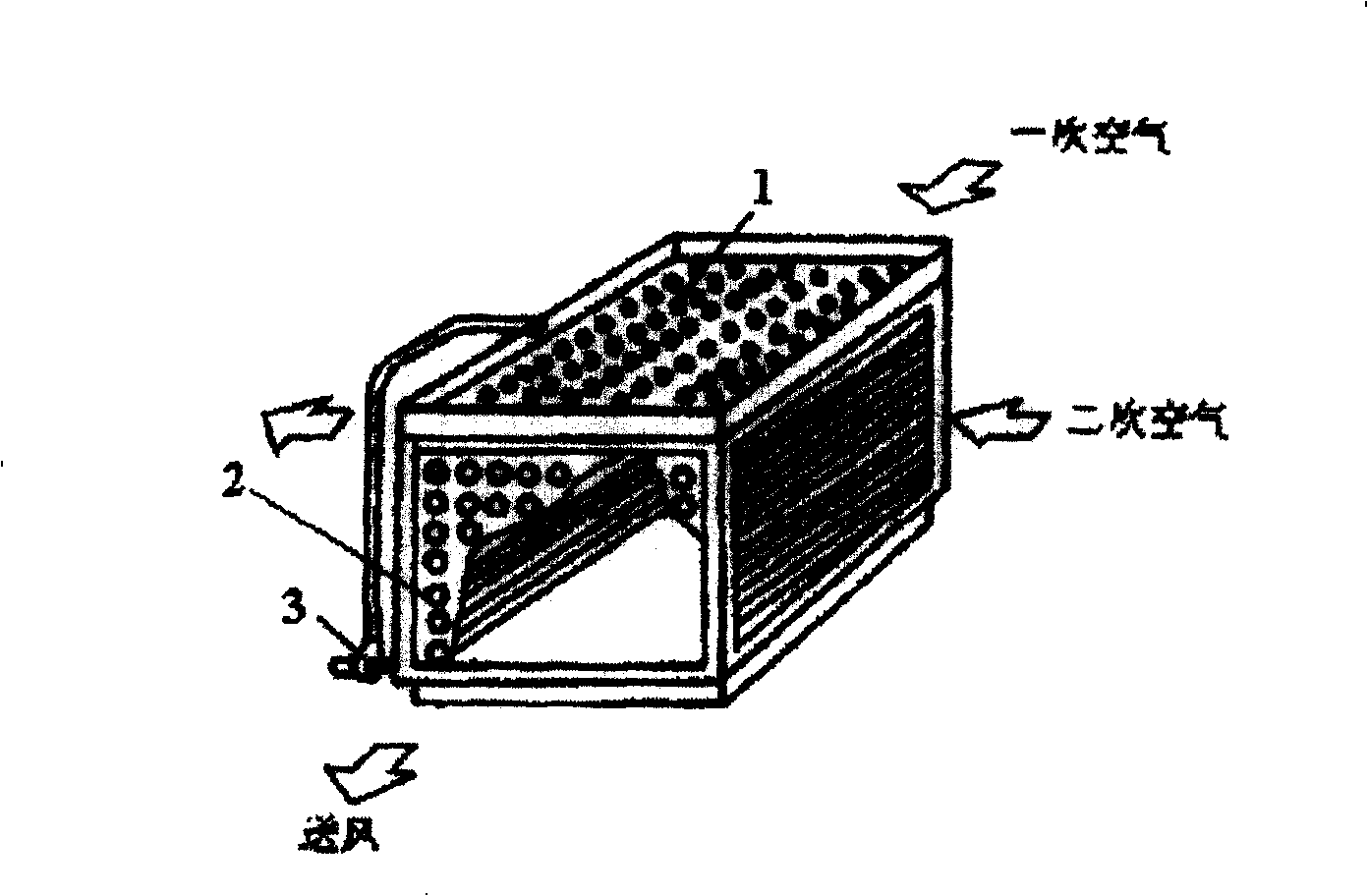 Reinforced tube type indirect evaporation cooler heat exchanging tube outer heat and mass transfer method