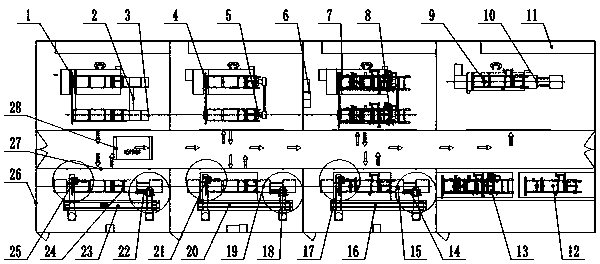 Robot automatic welding line for self-propelled maize harvesting machine chassis