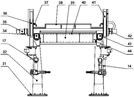 Robot automatic welding line for self-propelled maize harvesting machine chassis