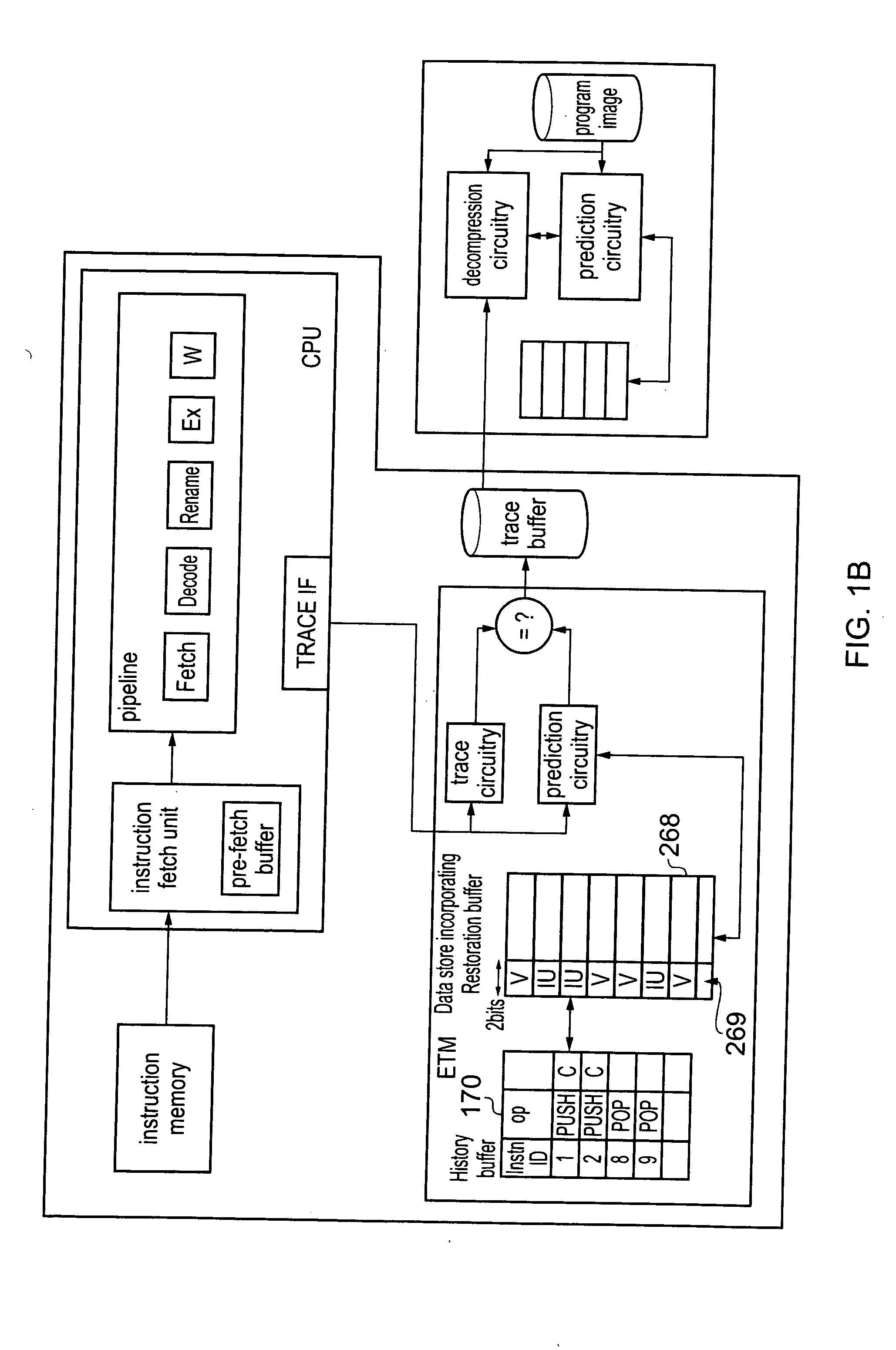 System for efficiently tracing data in a data processing system