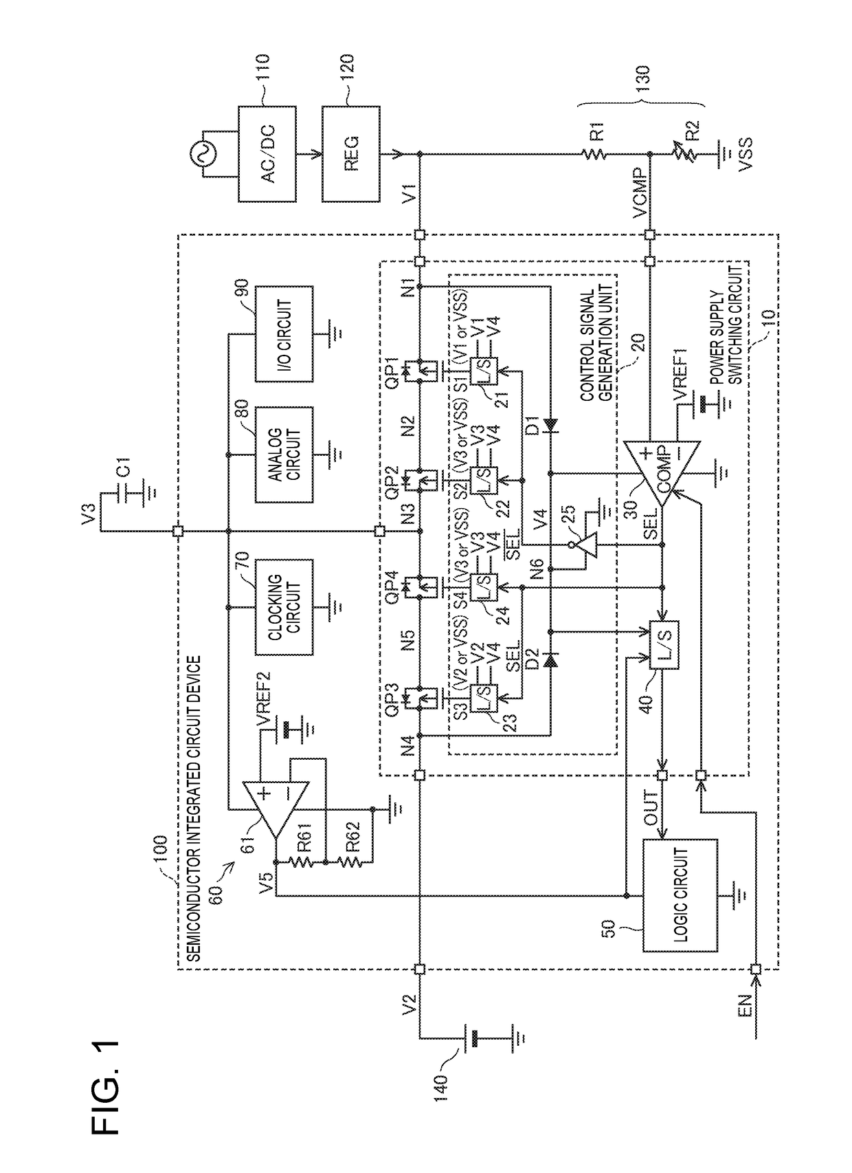 Power supply switching circuit and electronic device