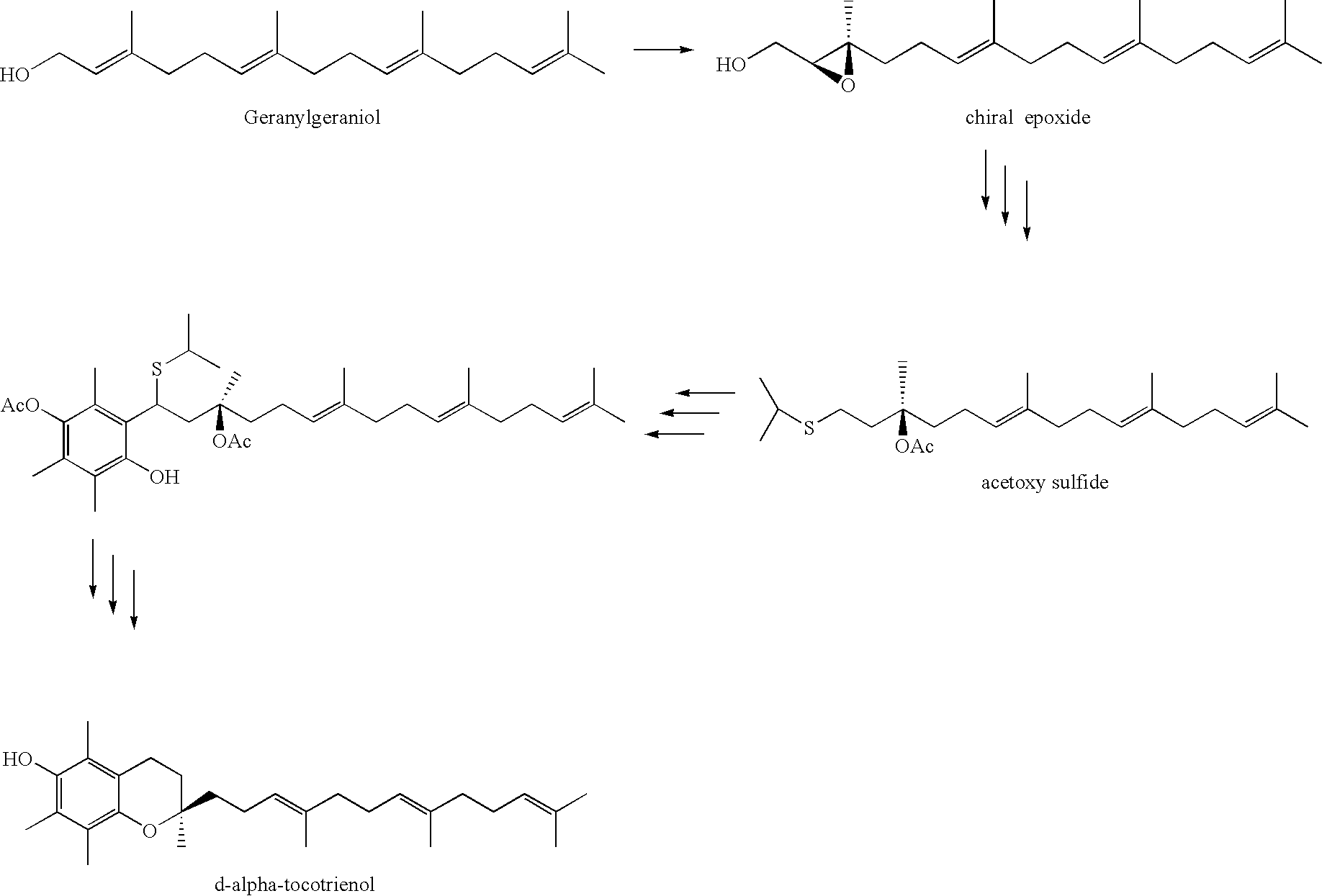 Process for synthesizing d-tocotrienols from 2-vinylchromane compound