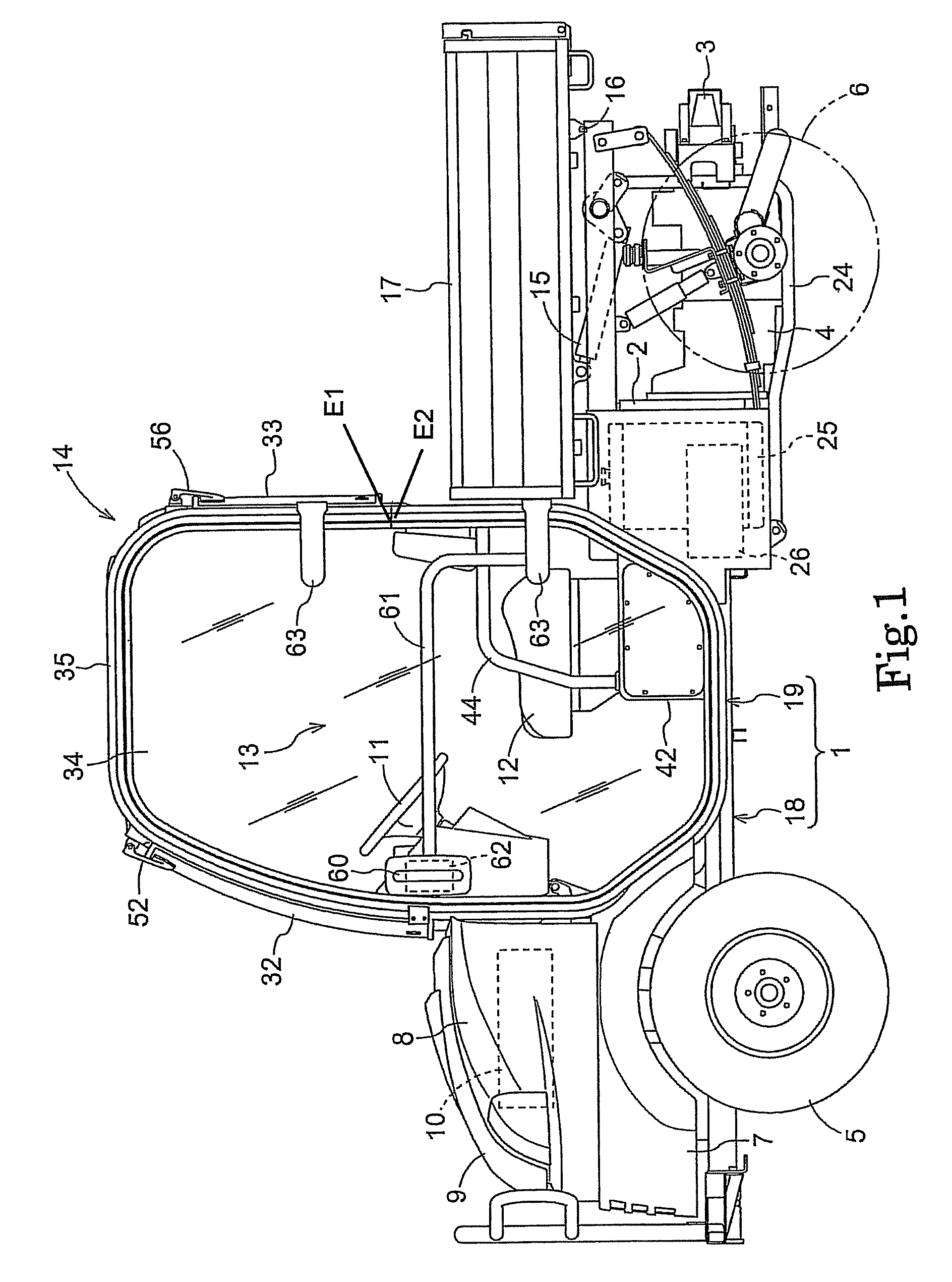 Vehicle frame for work vehicle and method for manufacturing same