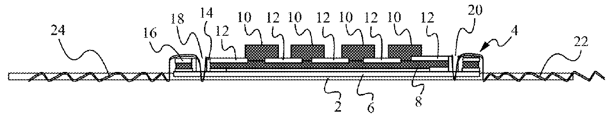 Method of attaching electronic module on fabrics by stitching plated through holes