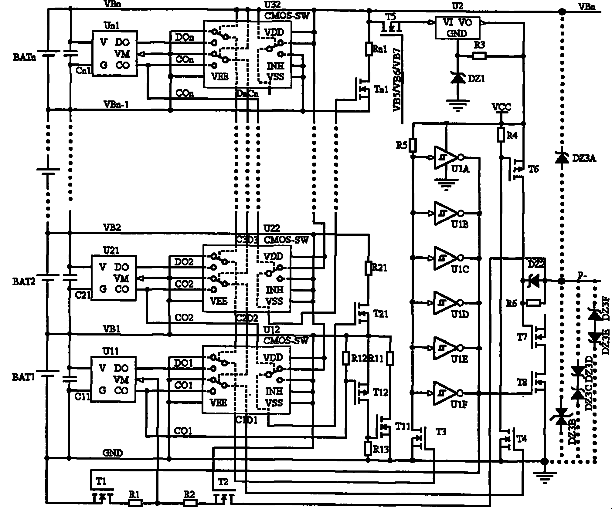 Micro-power consumption high-capacity lithium-ion power battery group management device