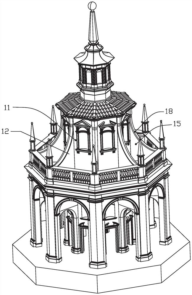 Ancient house building with concealed pipeline decoration design structure