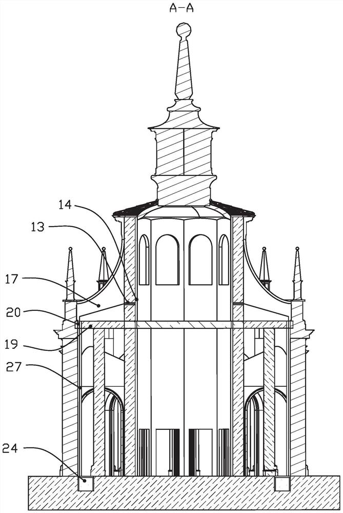 Ancient house building with concealed pipeline decoration design structure