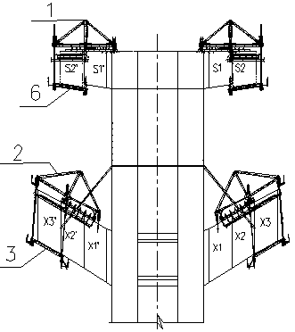 Construction process for triangular area of open-web rigid frame bridge