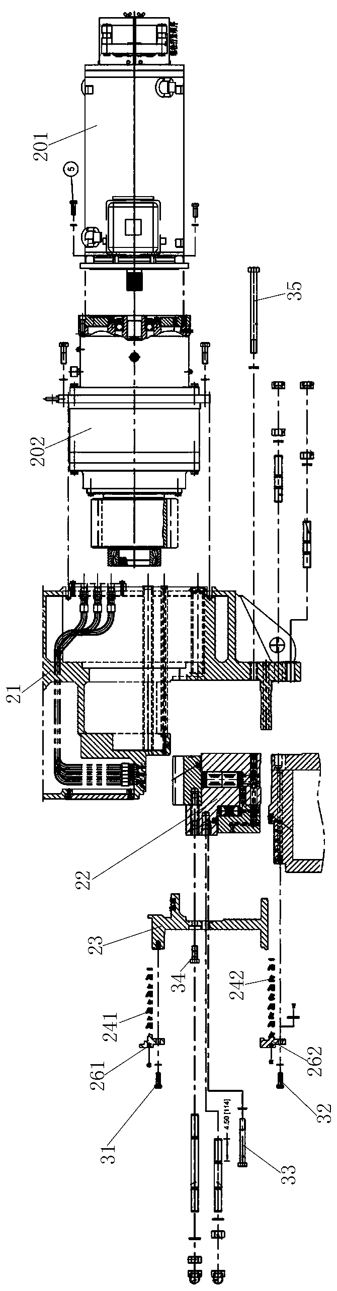 Main bearing disassembling method and main bearing maintenance method of main drive of shield machine