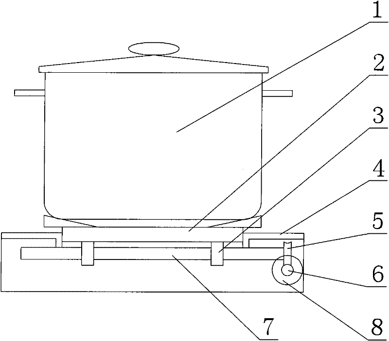 Gas cooker capable of regulating height of bottom of pan by utilizing structure combining worm gear and cam wheel