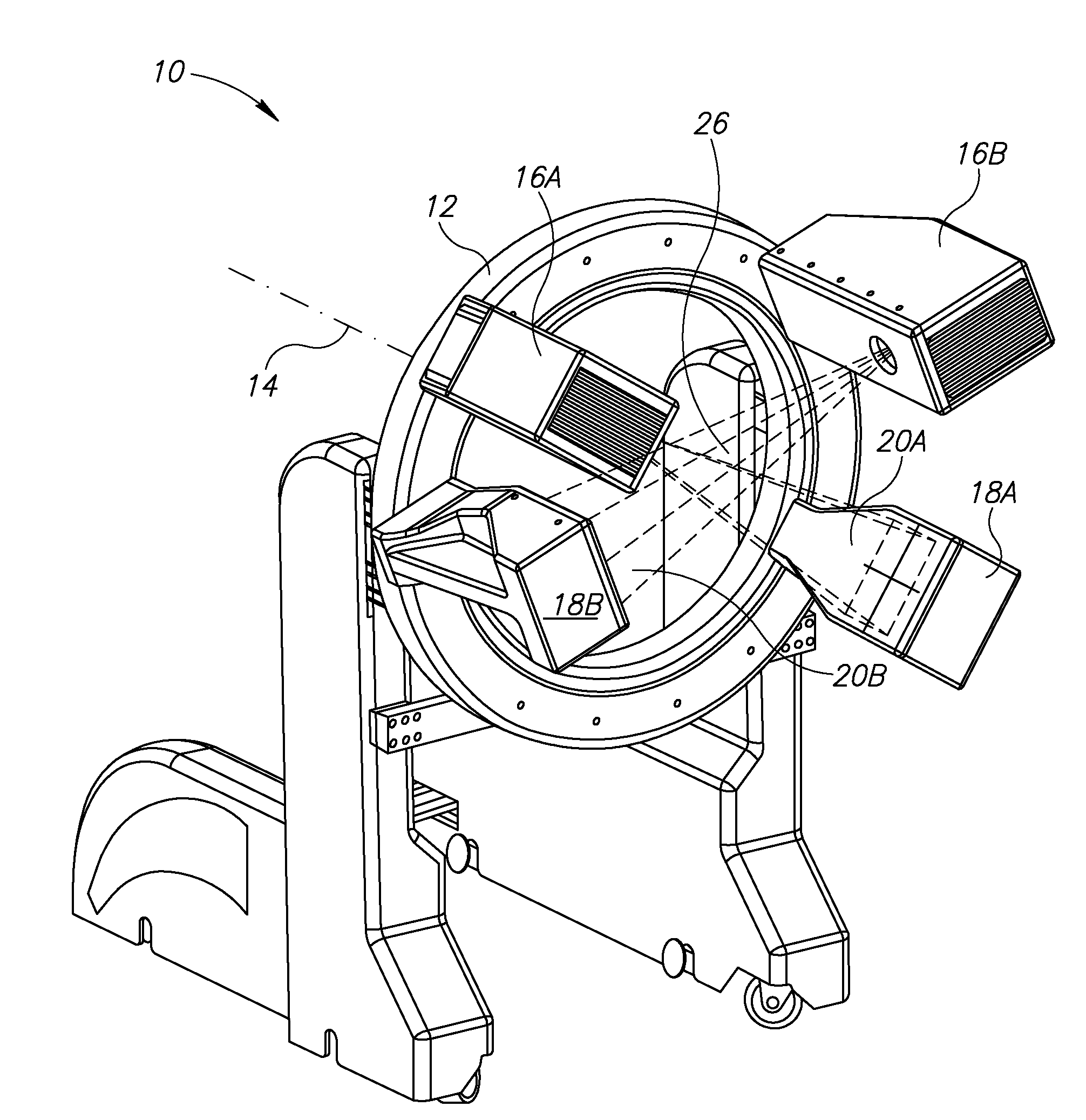 Ct scanning system with interlapping beams