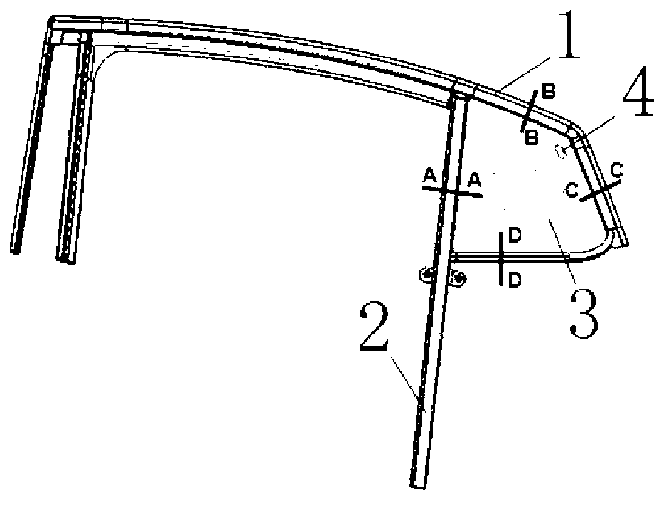 Split-type glass guide rail structure for car door and fixing method thereof