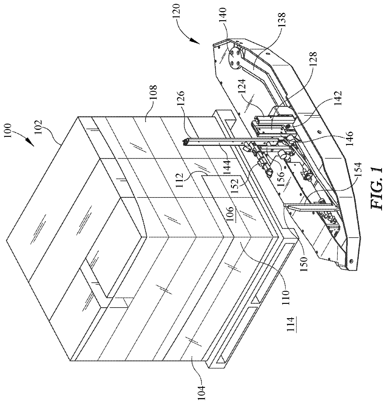 Stretch wrapping machine with packaging material tail treatment