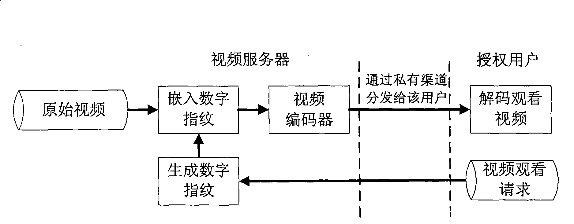 Digital fingerprint embedding method, digital video distributing system and method