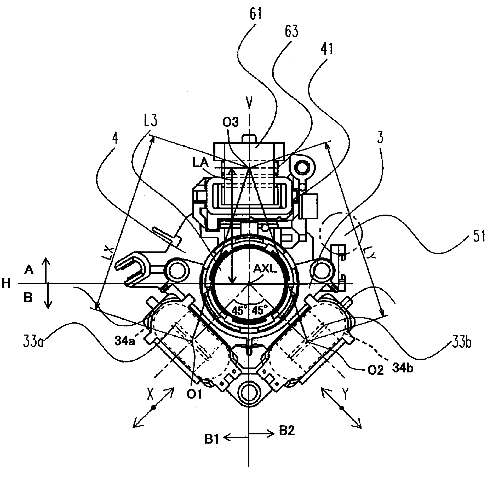 Optical apparatus with image stabilizing and movable lenses and actuators for shifting and/or moving the lenses