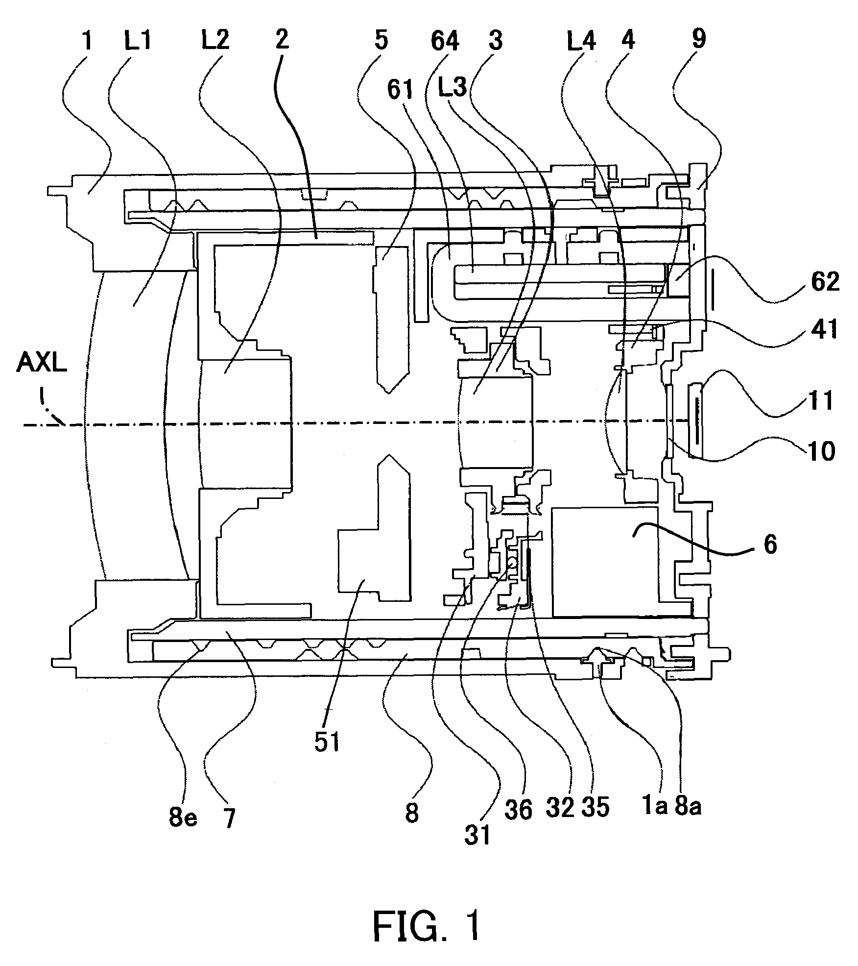 Optical apparatus with image stabilizing and movable lenses and actuators for shifting and/or moving the lenses