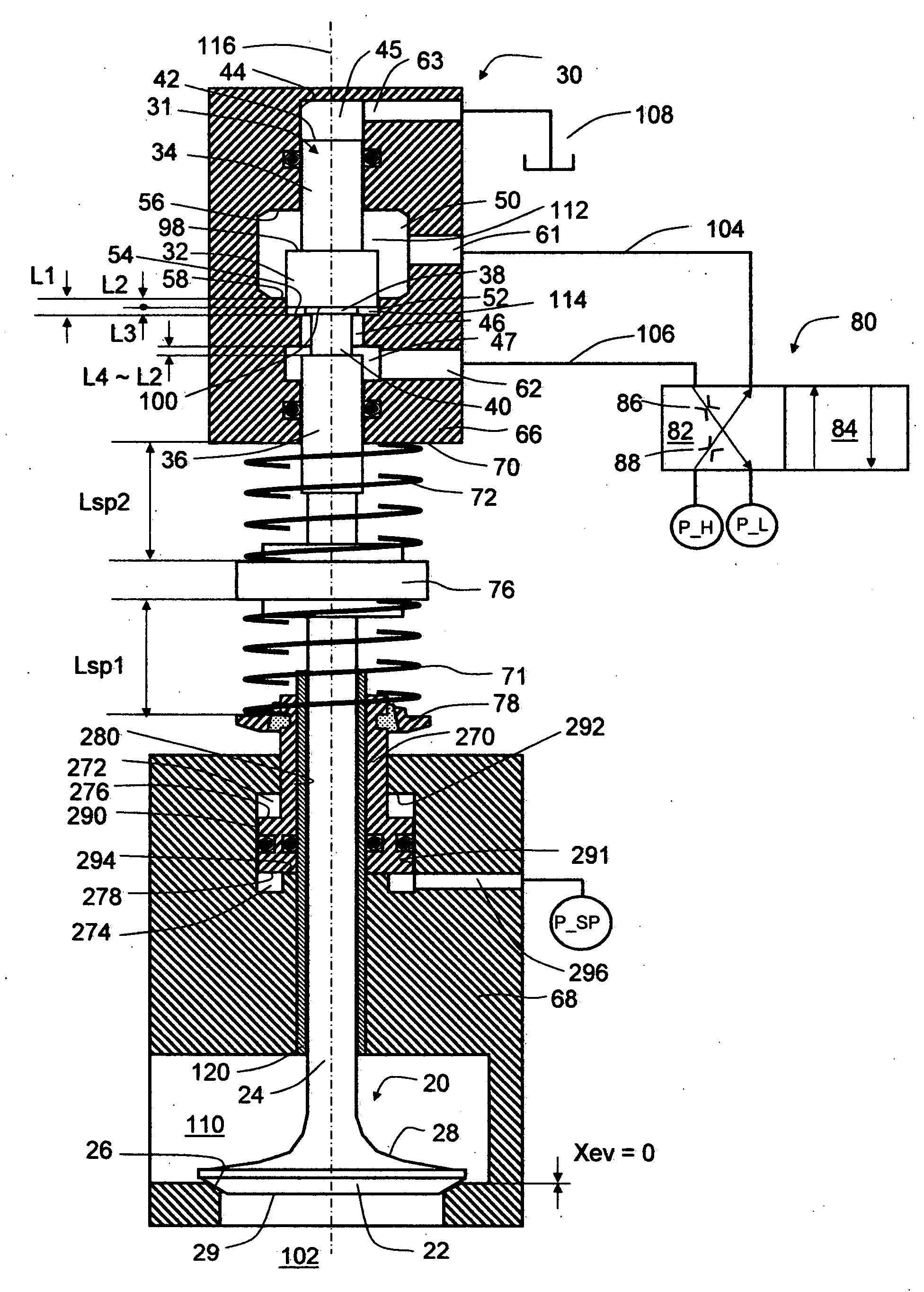 Variable valve actuator with latch at one end