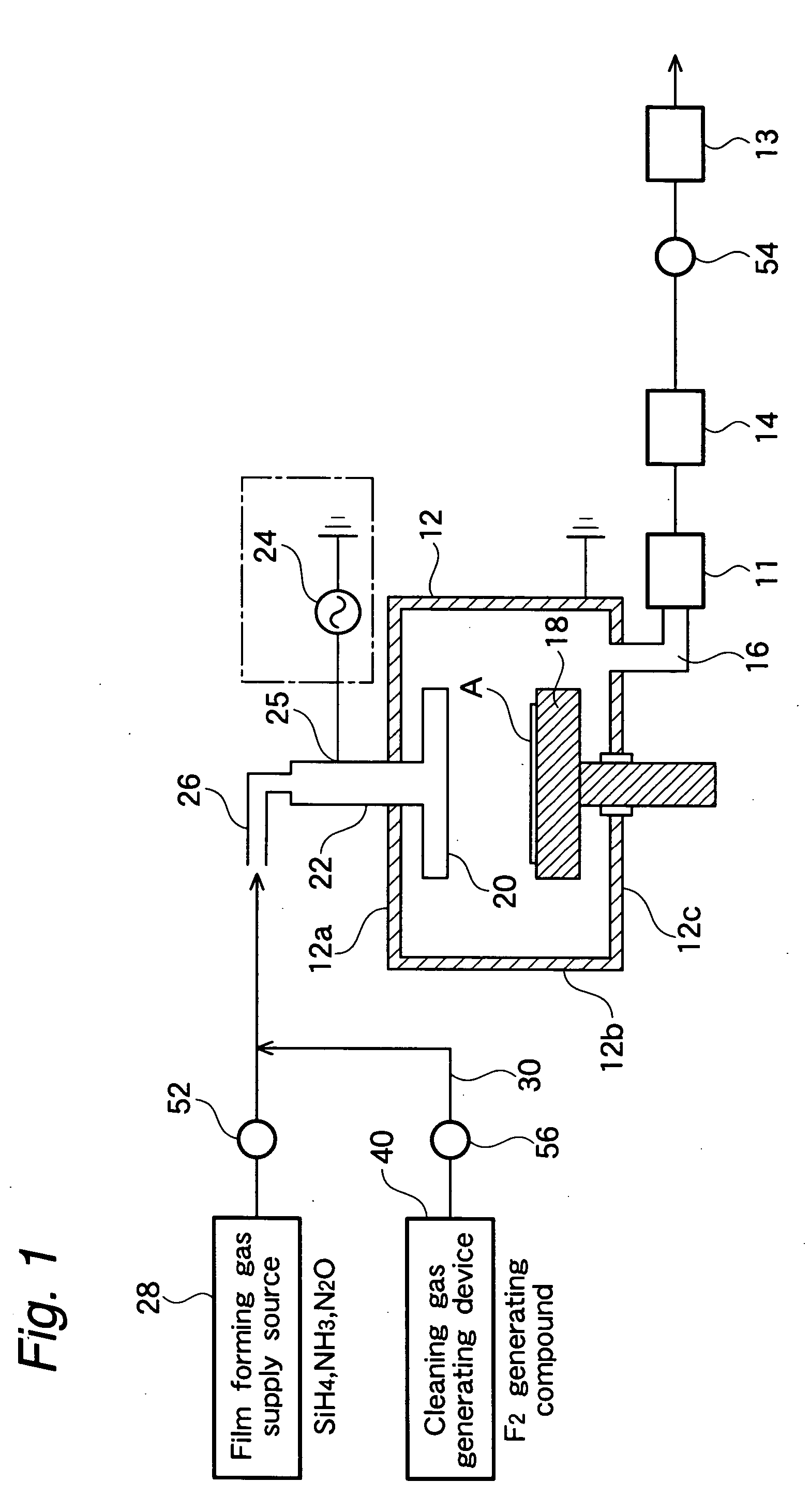 Cvd apparatus having means for cleaning with fluorine gas and method of cleaning cvd apparatus with fluorine gas