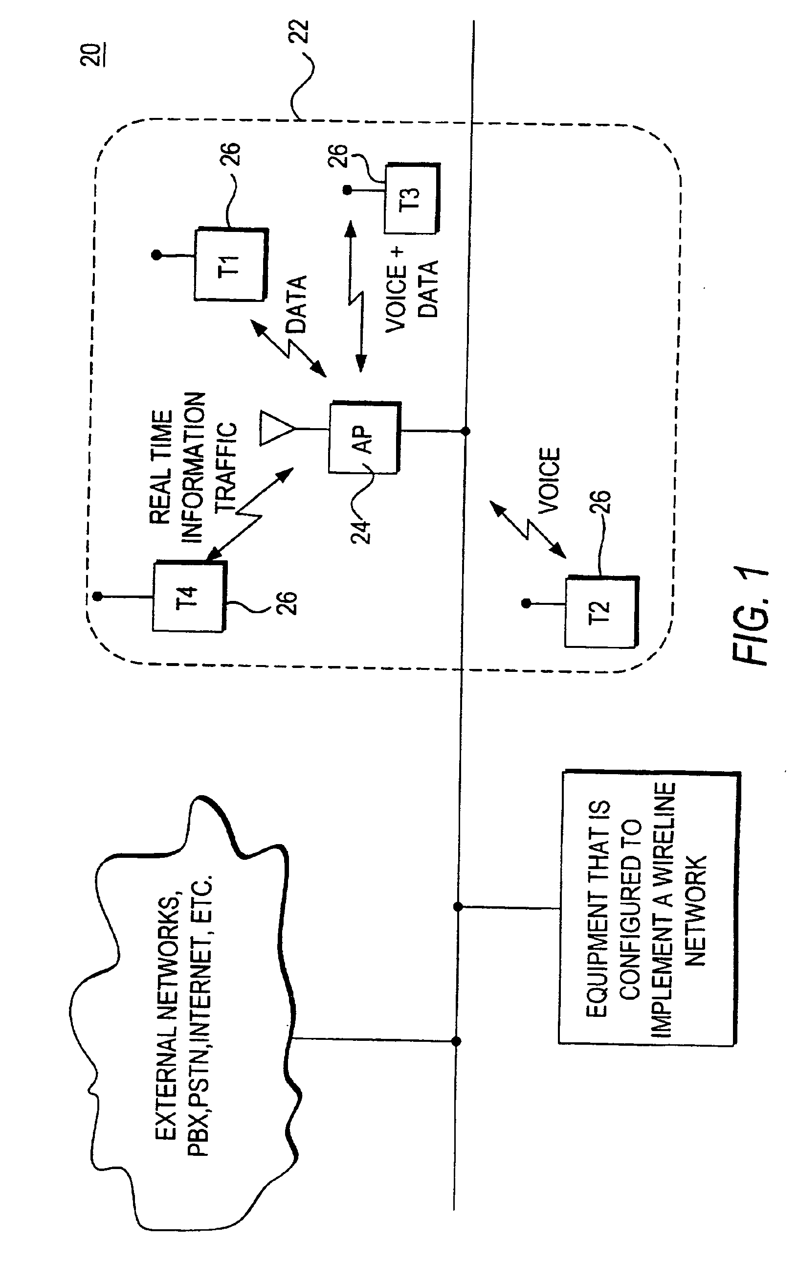 Voice and data wireless communications network and method
