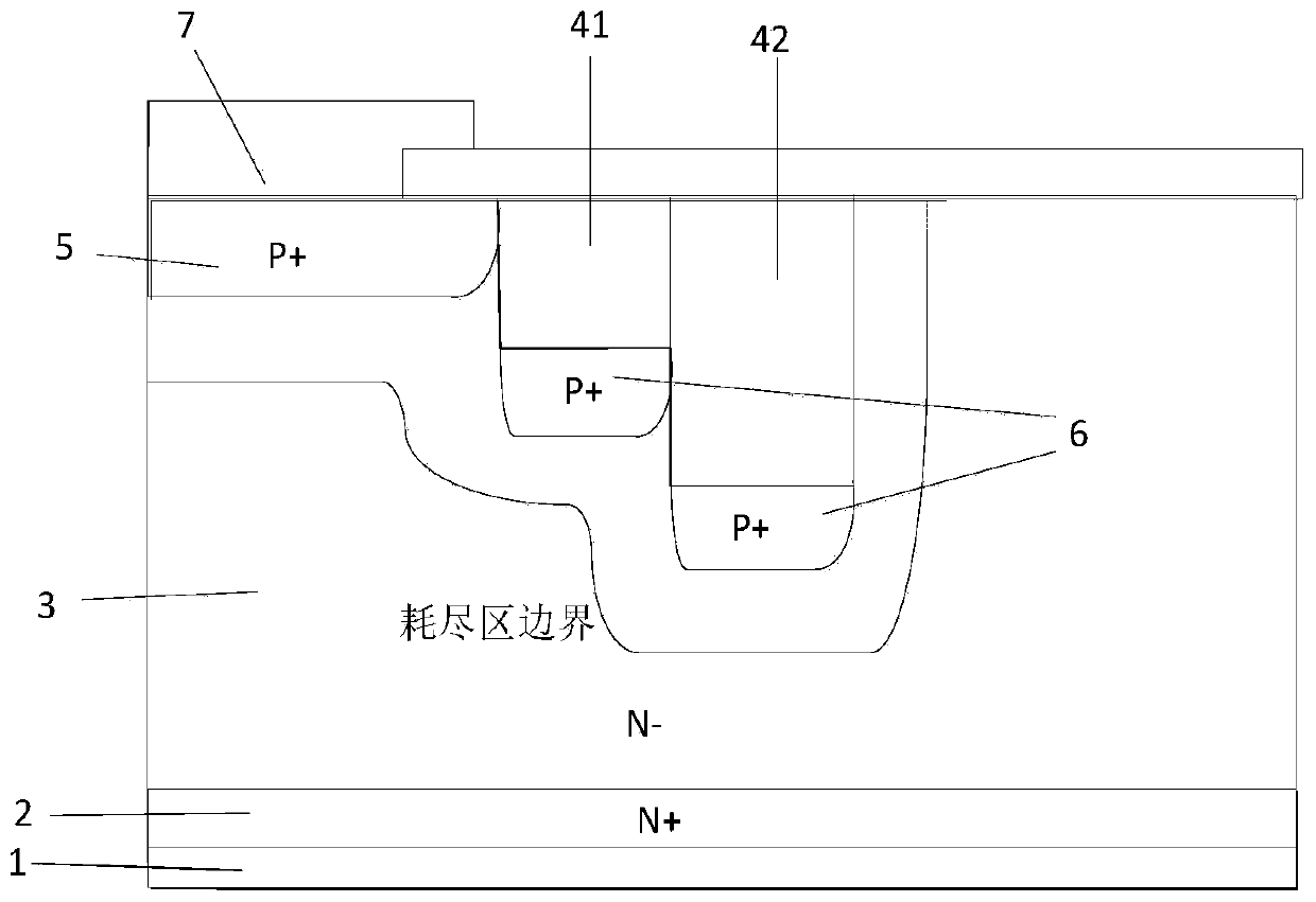 A field limiting ring termination structure of a power semiconductor device