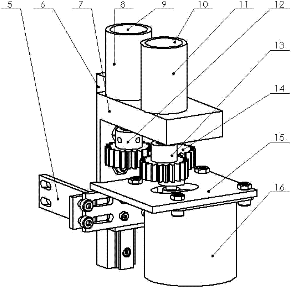 Blood vessel interventional operation conduit or guide wire control device based on two-point clamping