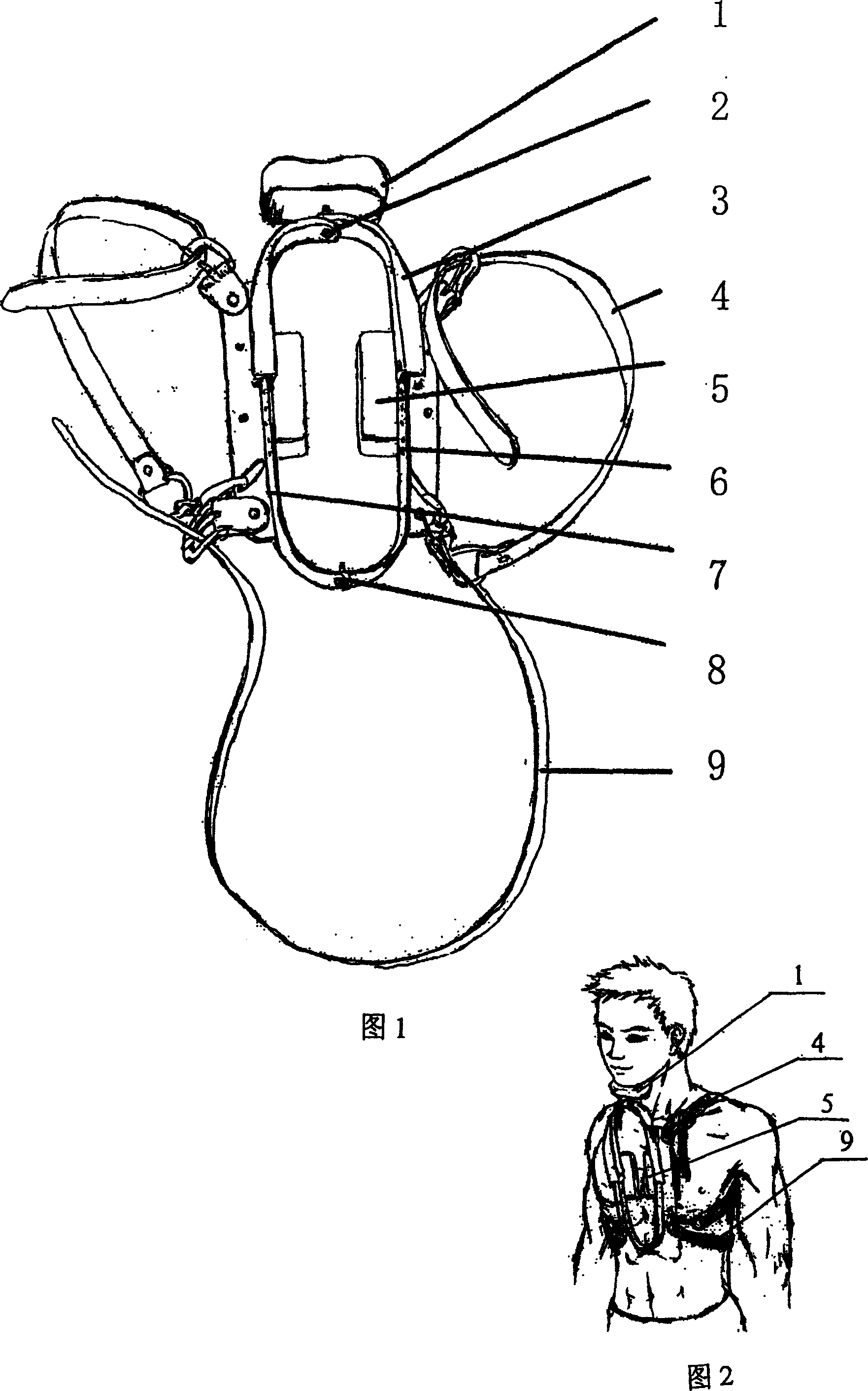 Portable lower jaw supporting type neck strain disease therapeutic apparatus